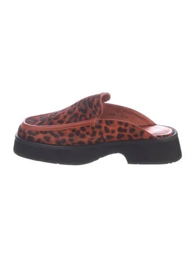 Pre-owned Charlotte Stone Calf Hair Animal Print Mules In Multicolor