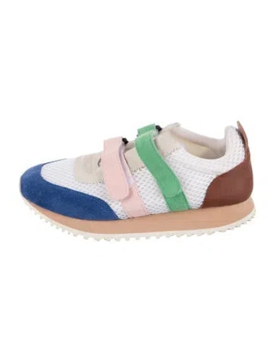 Pre-owned Charlotte Stone Colorblock Pattern Leather Trim Embellishment Athletic Sneakers In Neutrals