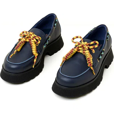 Charlotte Stone Cybil Platform Lug Sole Boat Shoe In Blue