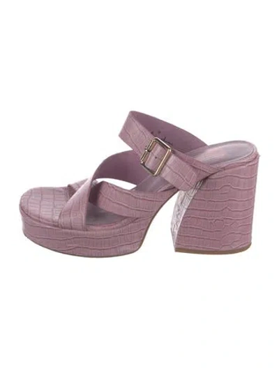 Pre-owned Charlotte Stone Embossed Leather Espadrilles In Pink