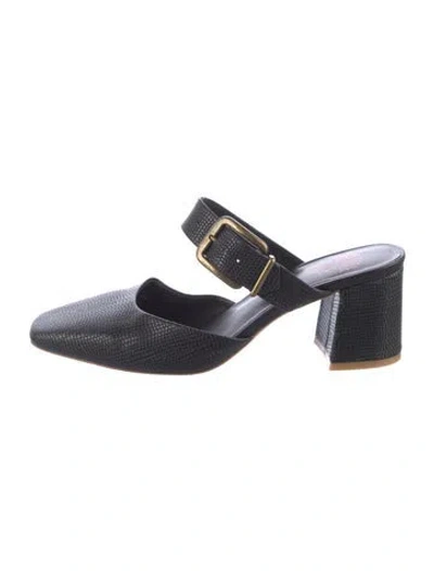 Pre-owned Charlotte Stone Embossed Leather Mules In Black