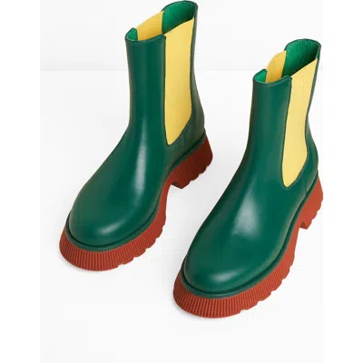 Charlotte Stone Esmee Lug Sole Chelsea Boot In Green