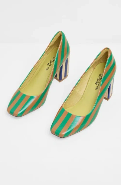 Charlotte Stone Estee Multicolor Square Toe Pump In Green