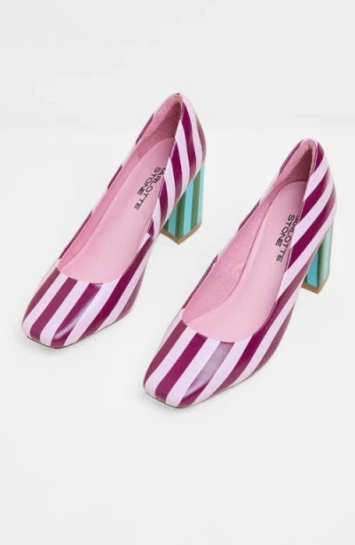 Charlotte Stone Estee Multicolor Square Toe Pump In Pink