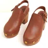 Charlotte Stone Hari Platform Slingback Studded Clog In Brown