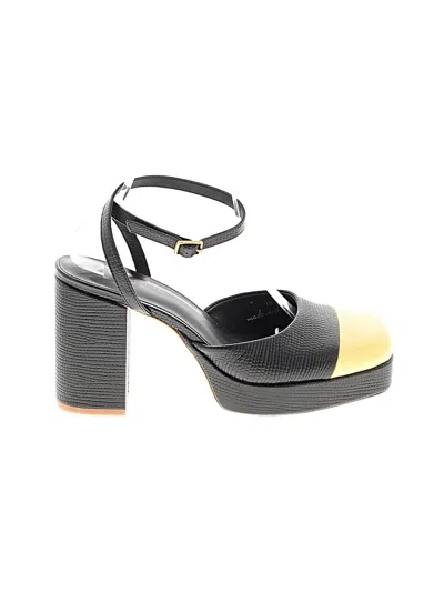 Pre-owned Charlotte Stone Heels In Black