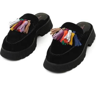 Charlotte Stone Herschel Tasseled Loafer Slide In Gold