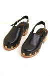 Charlotte Stone Jona Slingback Platform Studded Clog In Black