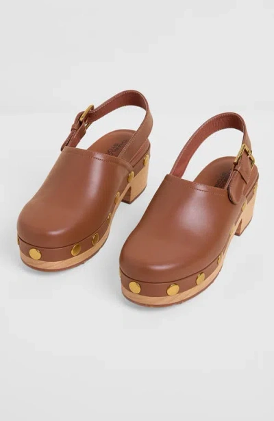 Charlotte Stone Jona Slingback Platform Studded Clog In Brown