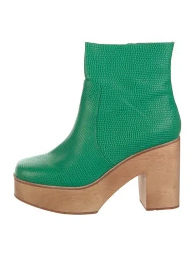 Pre-owned Charlotte Stone Leather Animal Print Boots In Green
