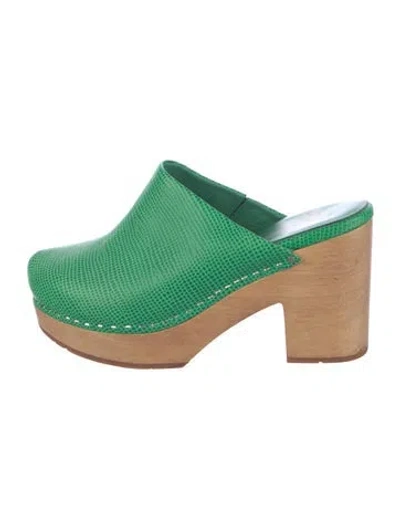 Pre-owned Charlotte Stone Leather Animal Print Mules In Green