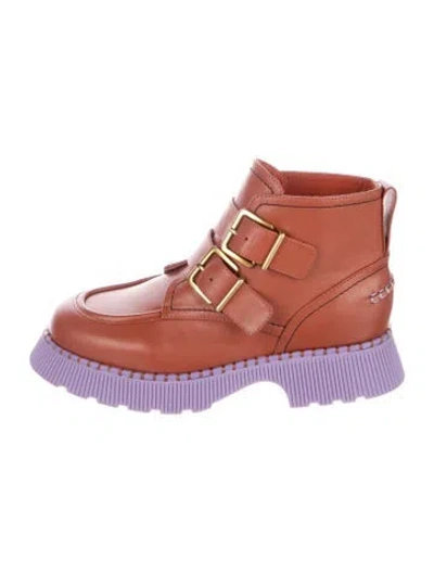 Pre-owned Charlotte Stone Leather Lace-up Boots In Multi