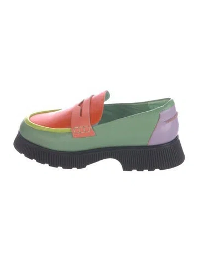 Pre-owned Charlotte Stone Leather Loafers In Green