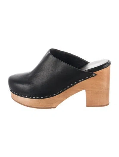 Pre-owned Charlotte Stone Leather Mules In Black
