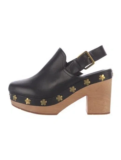 Pre-owned Charlotte Stone Leather Mules In Black