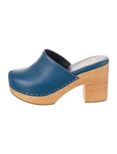 Pre-owned Charlotte Stone Leather Mules In Blue