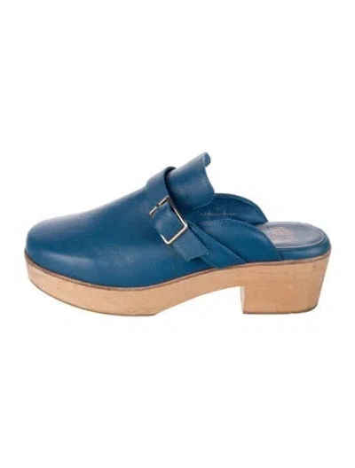 Pre-owned Charlotte Stone Leather Mules In Blue