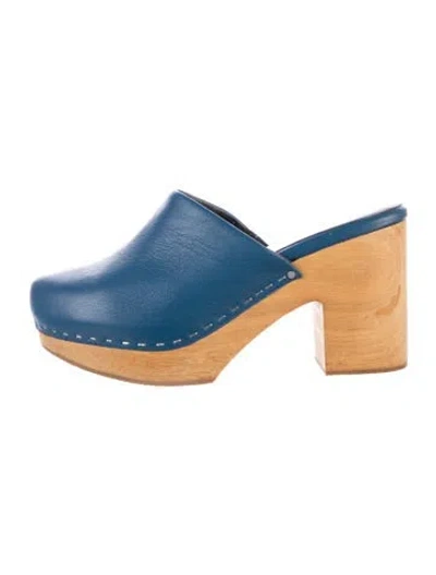 Pre-owned Charlotte Stone Leather Mules In Blue