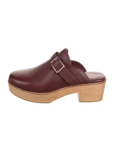Pre-owned Charlotte Stone Leather Mules In Burgundy