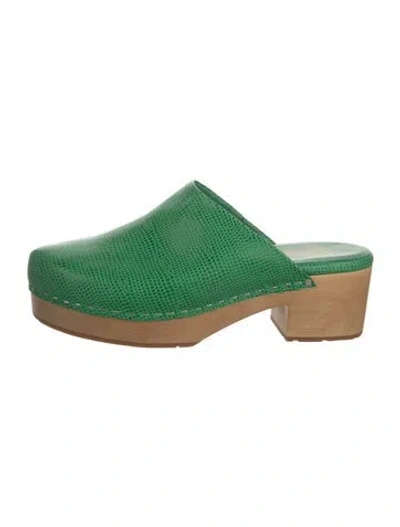 Pre-owned Charlotte Stone Leather Mules In Green