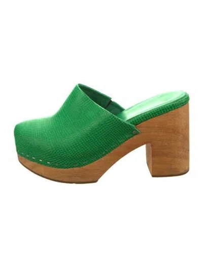 Pre-owned Charlotte Stone Leather Mules In Green