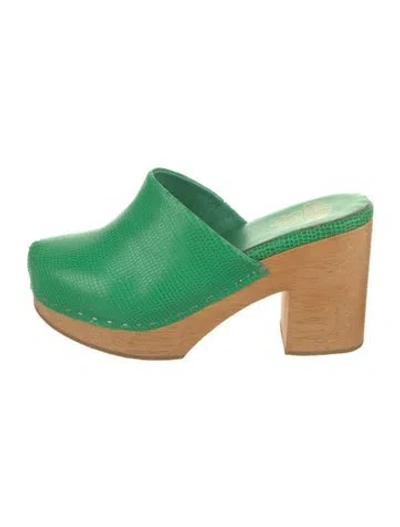 Pre-owned Charlotte Stone Leather Mules In Green