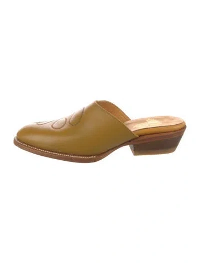 Pre-owned Charlotte Stone Leather Mules In Yellow