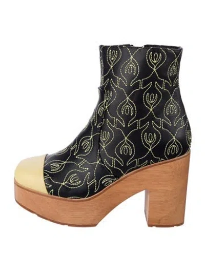 Pre-owned Charlotte Stone Leather Patterned Boots
