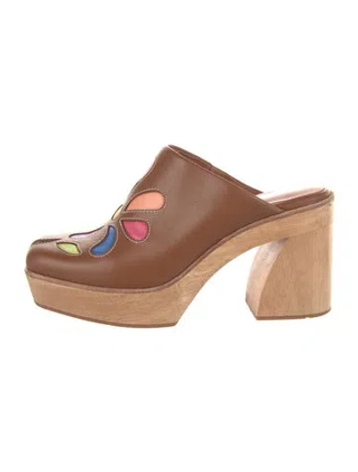 Pre-owned Charlotte Stone Leather Patterned Mules In Brown