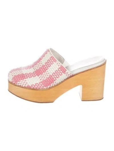 Pre-owned Charlotte Stone Leather Patterned Slides In Pink