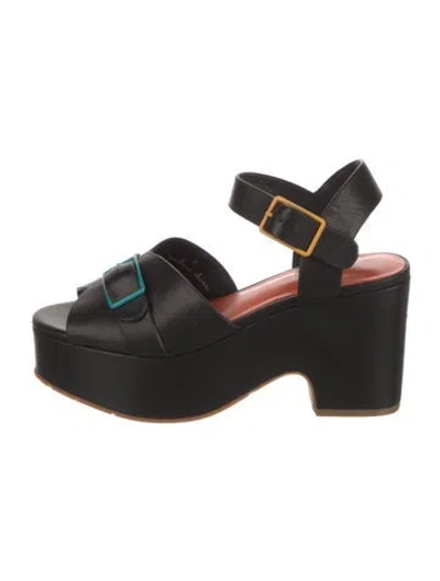Pre-owned Charlotte Stone Leather Sandals In Black