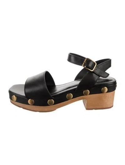 Pre-owned Charlotte Stone Leather Sandals In Black
