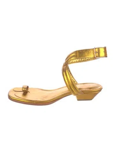 Pre-owned Charlotte Stone Leather Sandals In Gold