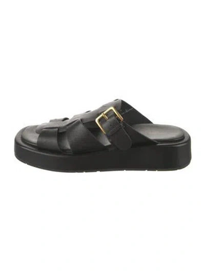 Pre-owned Charlotte Stone Leather Slides In Black
