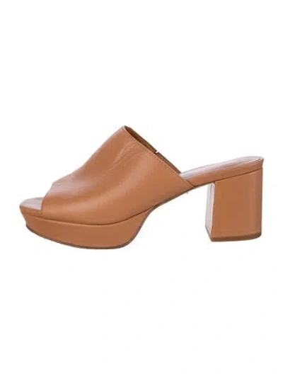 Pre-owned Charlotte Stone Leather Slides In Brown