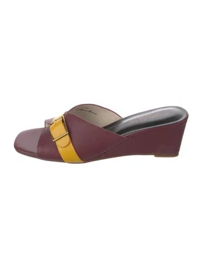 Pre-owned Charlotte Stone Leather Slides In Burgundy