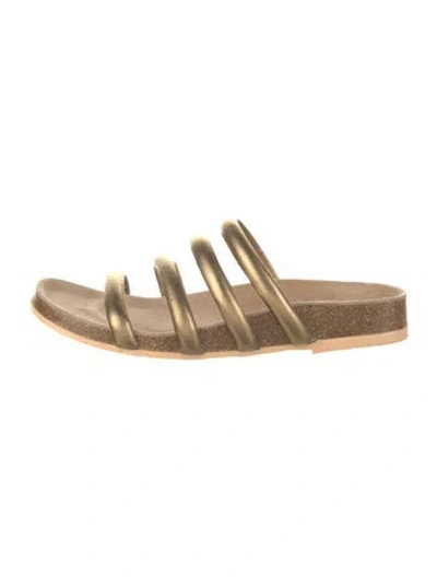 Pre-owned Charlotte Stone Leather Slides In Neutral