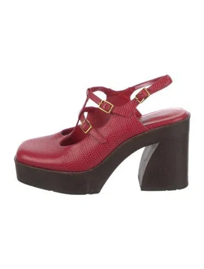Pre-owned Charlotte Stone Leather Slingback Pumps In Red