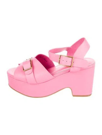 Pre-owned Charlotte Stone Leather Slingback Sandals In Pink