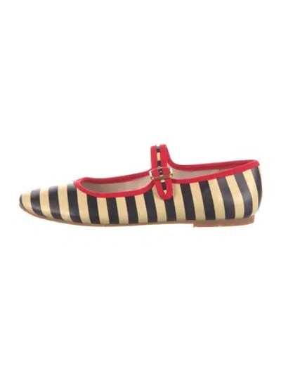Pre-owned Charlotte Stone Leather Striped Mary Jane Flats In Multi