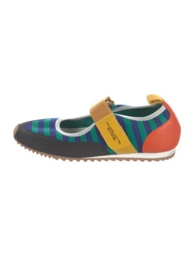 Pre-owned Charlotte Stone Leather Striped Mary Jane Flats In Multicolor