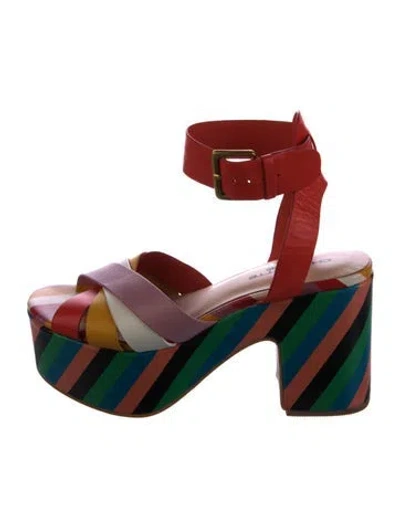 Pre-owned Charlotte Stone Leather Striped Sandals In Multi