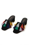 Charlotte Stone Lorraine Tasseled Mule Slide Sandal In Multi