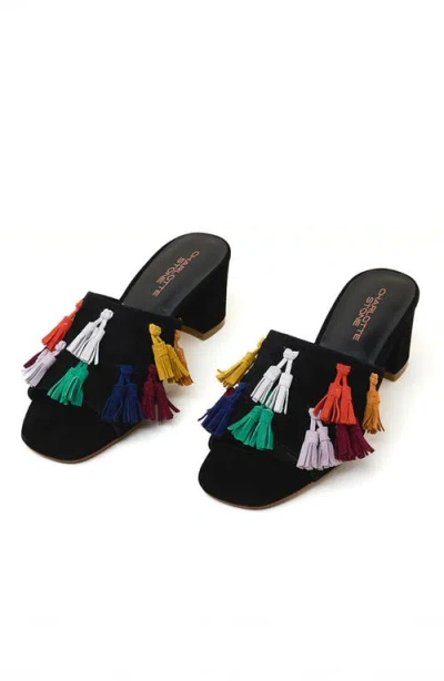 Charlotte Stone Lorraine Tasseled Mule Slide Sandal In Multi