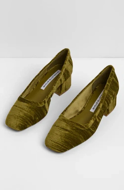 Charlotte Stone Poppie Block Heel Pump In Olive