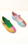 Charlotte Stone Raleigh Mismatch Woven Mary Jane Flat In Multi