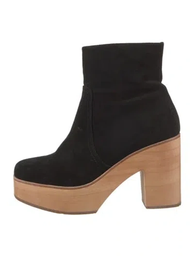 Pre-owned Charlotte Stone Suede Boots In Black