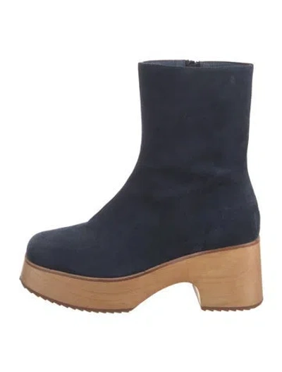 Pre-owned Charlotte Stone Suede Boots In Blue