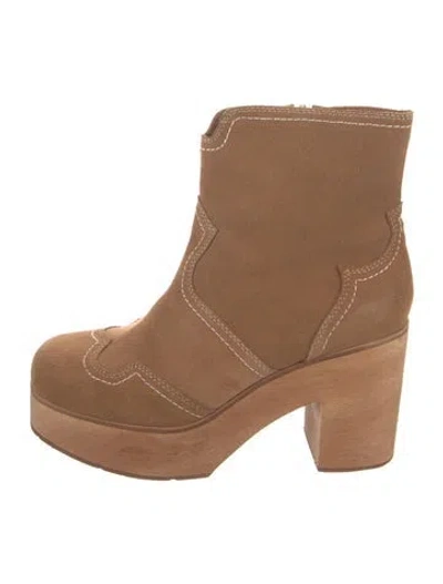 Pre-owned Charlotte Stone Suede Boots In Brown