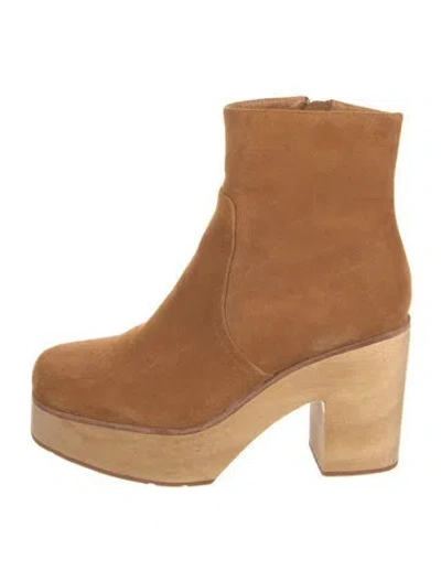 Pre-owned Charlotte Stone Suede Boots In Brown